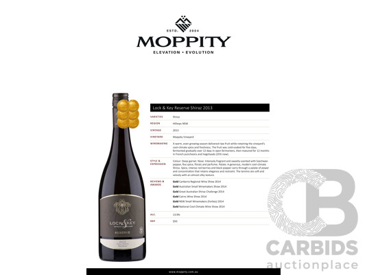 Lock & Key Reserve Shiraz 2013 750ml - Case of 12 Bottles
