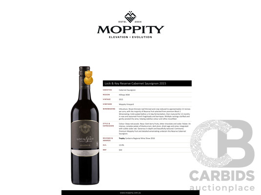 Lock & Key Reserve Cabernet Sauvignon 2015 750ml - Case of 12 Bottles