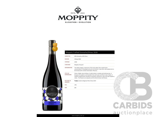 Moppity CRAFTED Grenache Shiraz 2018 750ml - Case of 12 Bottles