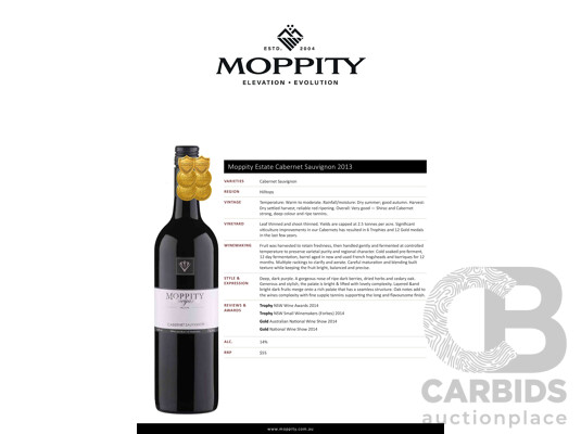 Moppity Estate Cabernet Sauvignon 2013 750ml - Case of 12 Bottles
