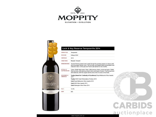 Lock & Key Reserve Tempranillo 2014 750ml - Case of 12 Bottles