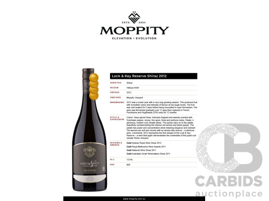 Lock & Key Reserve Shiraz 2012 750ml - Case of 12 Bottles