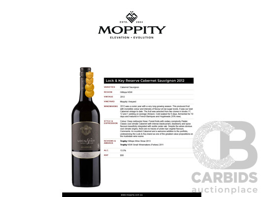 Lock & Key Reserve Cabernet Sauvignon 2012 750ml - Case of 12 Bottles