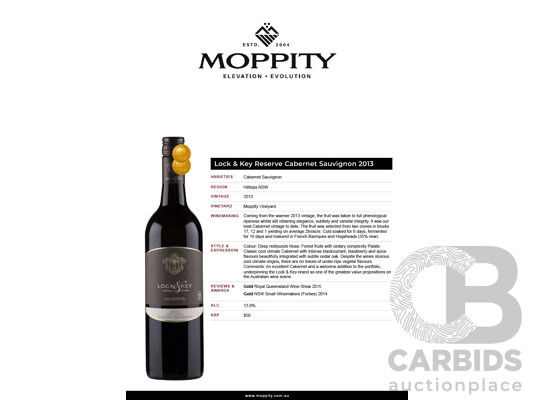 Lock & Key Reserve Cabernet Sauvignon 2013 750ml - Case of 12 Bottles