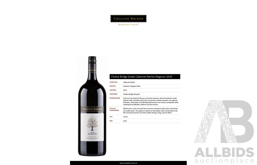 Chalice Bridge Estate Cabernet Sauvignon Merlot 2010 1.5L