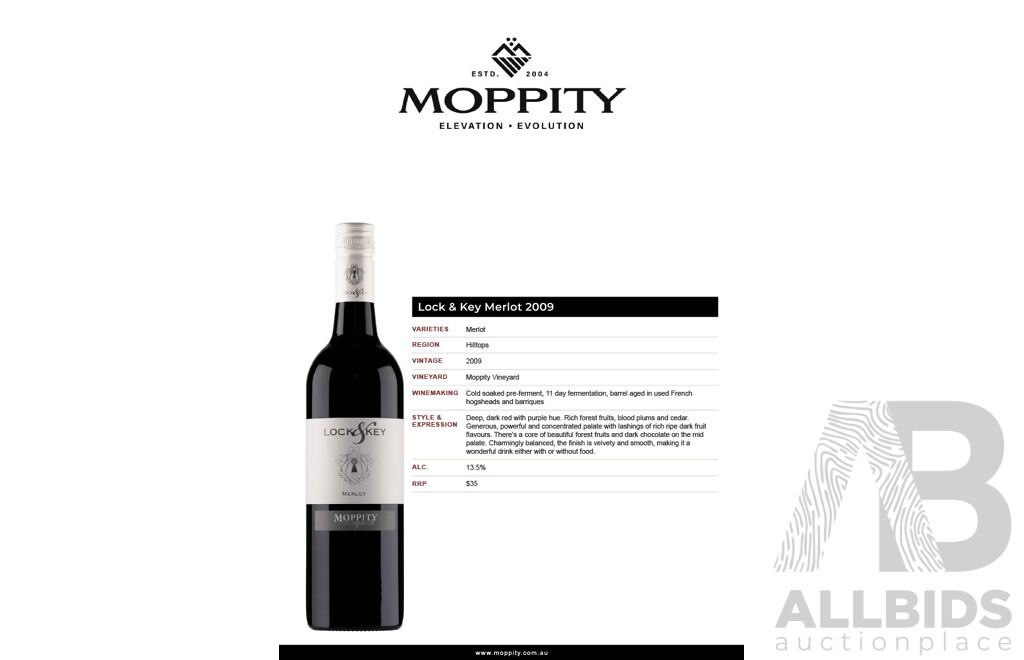 Lock & Key Merlot 2009 750ml - Case of 12 Bottles