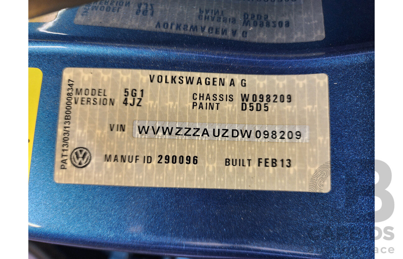 06/2013 Volkswagen Golf 103 TSI Highline AU 5d Hatchback Blue 1.4L
