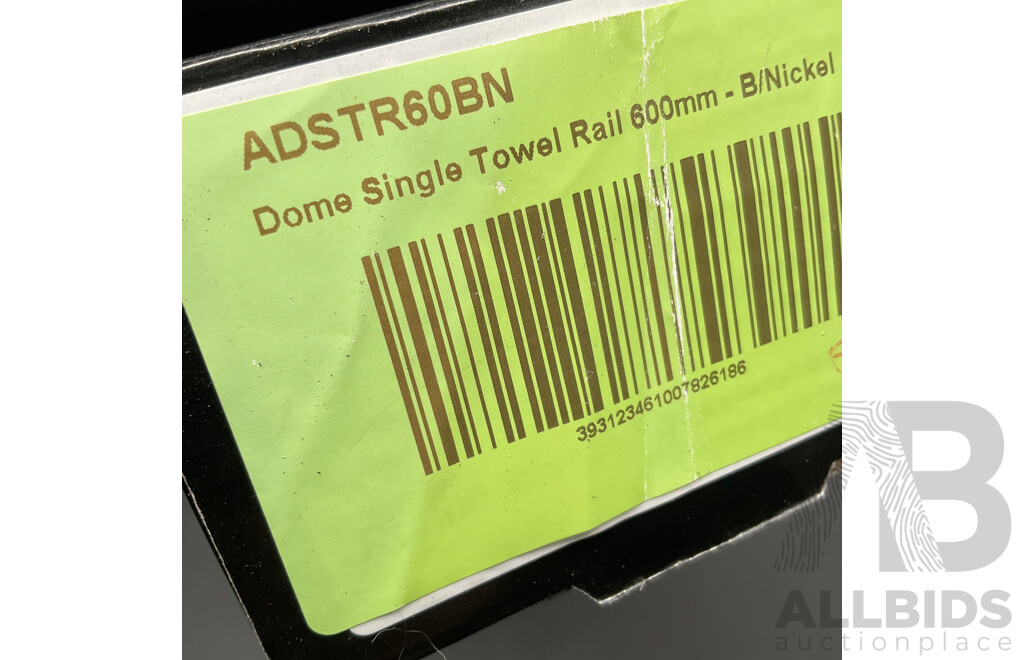DOME Single Towel Rail 600mm (Brushed Nickel) - Lot of 3