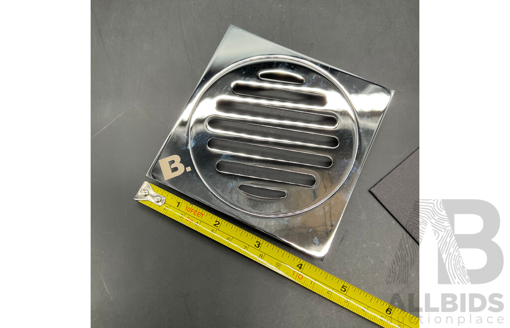 BRODWARE Square Floor Grate 110mm (Chrome) - Lot of 4