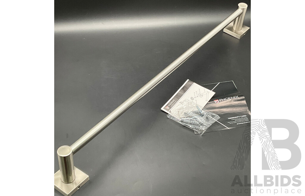 PHOENIX Radii Single Towel Rail 600mm Square Plate (Brushed Nickel) - Lot of 2