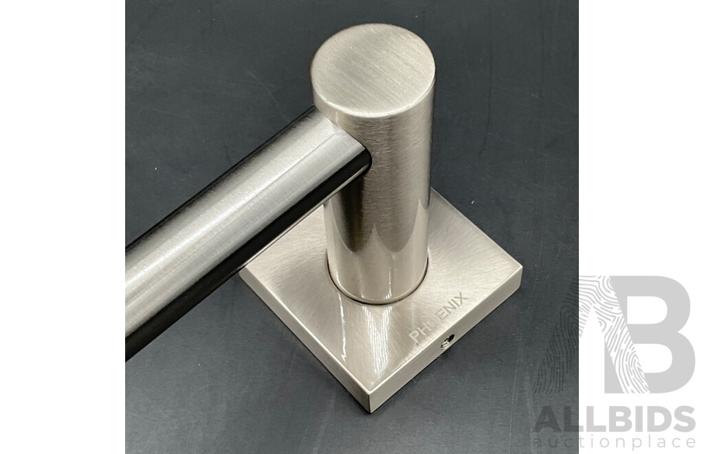 PHOENIX Radii Single Towel Rail 600mm Square Plate (Brushed Nickel) - Lot of 2