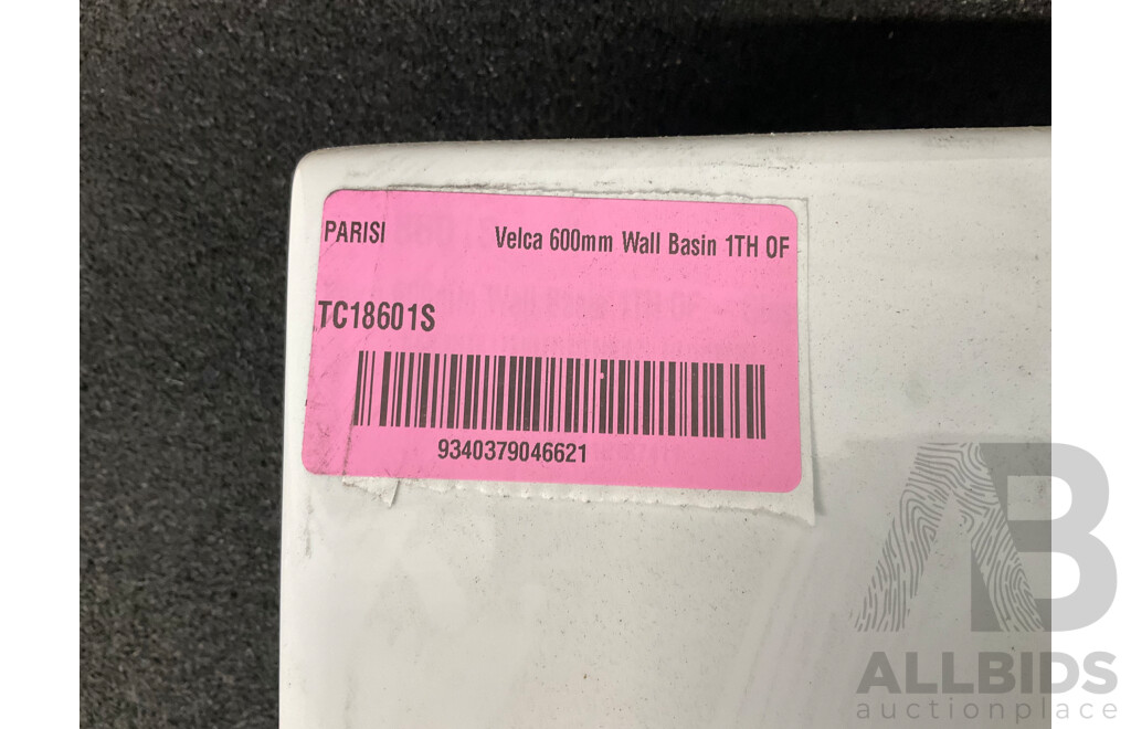 PARISI Velca 600mm Wall Basin 1TH of (TC18601S)