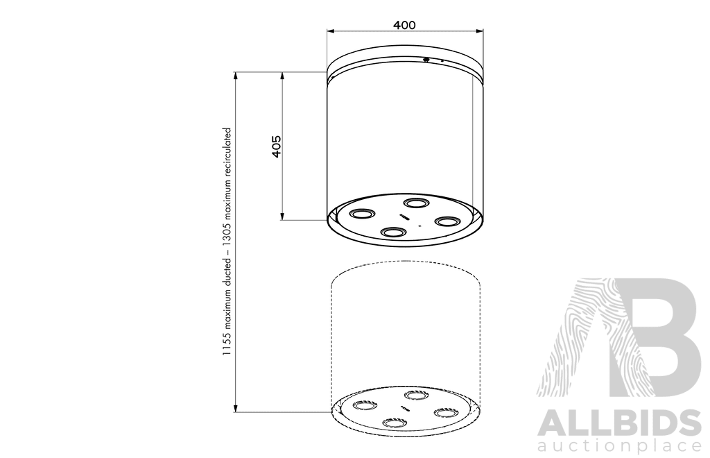 SMEG 40cm Diameter Island Canopy Rangehood (CMZOOM-1)