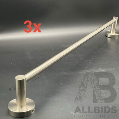 DOME Single Towel Rail 600mm (Brushed Nickel) - Lot of 3