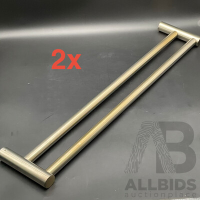 BRODWARE City Stik Double Towel Rail 600mm (Brushed Nickel) - Lot of 2