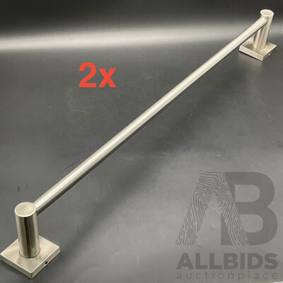 PHOENIX Radii Single Towel Rail 600mm Square Plate (Brushed Nickel) - Lot of 2