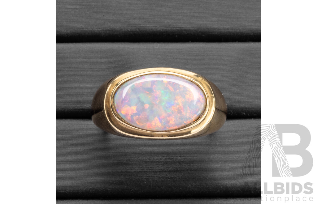 9ct Yellow Gold Opal Triplet Signet Ring - Size W