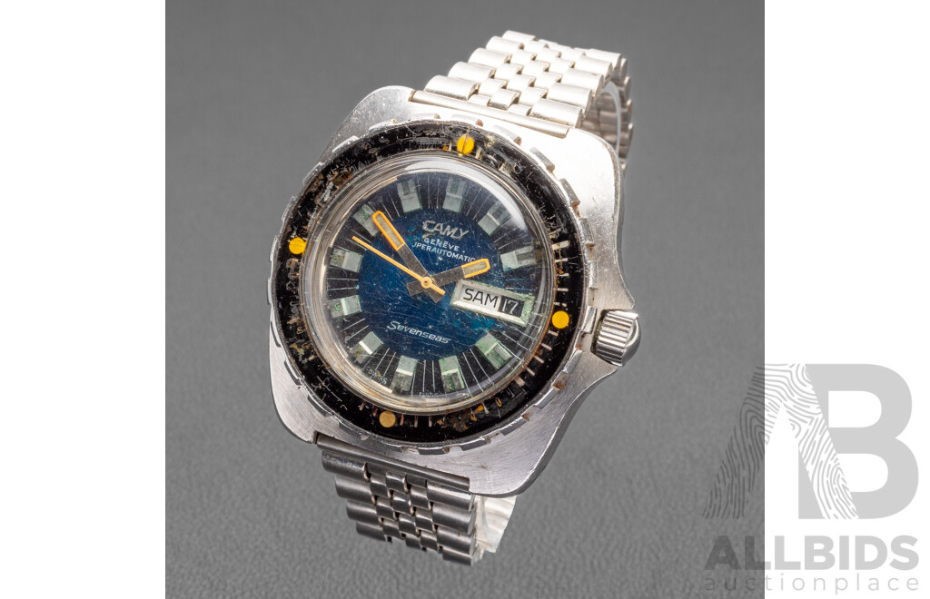 Vintage 1970's Camy Swiss Geneve 'Seven Seas' Diving Watch - 7644