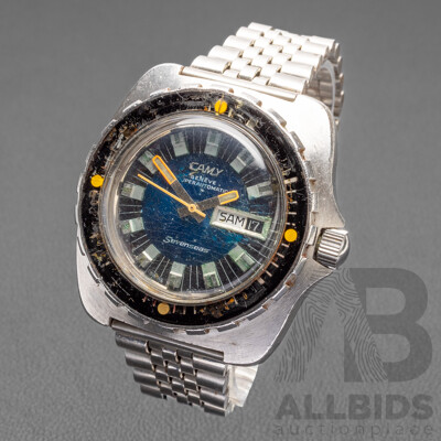 Vintage 1970's Camy Swiss Geneve 'Seven Seas' Diving Watch - 7644