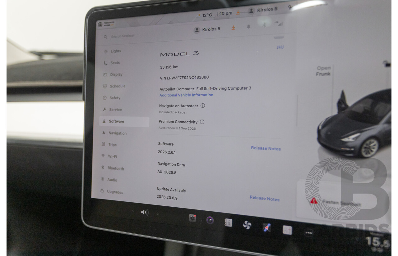 4/2022 Tesla Model 3 MY22 4d Sedan Midnight Silver Metallic - Dedicated Electric EV 208kW