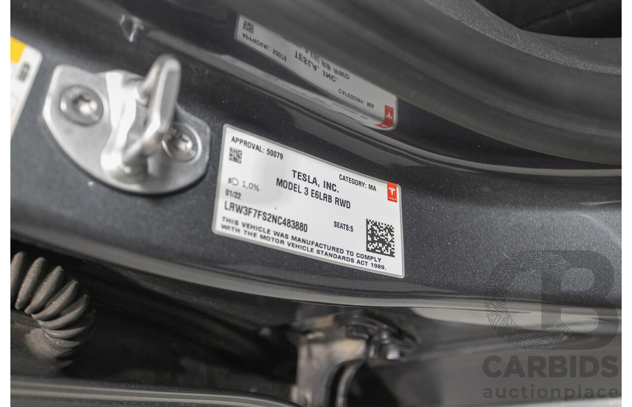 4/2022 Tesla Model 3 MY22 4d Sedan Midnight Silver Metallic - Dedicated Electric EV 208kW