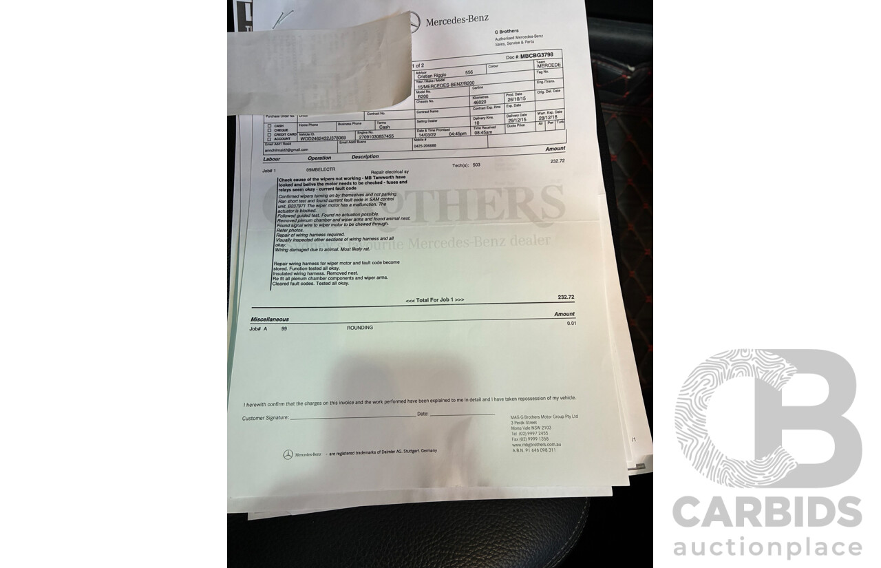 12/2015 Mercedes-Benz B200 246 MY16 5d Hatchback Silver Turbo 1.6L