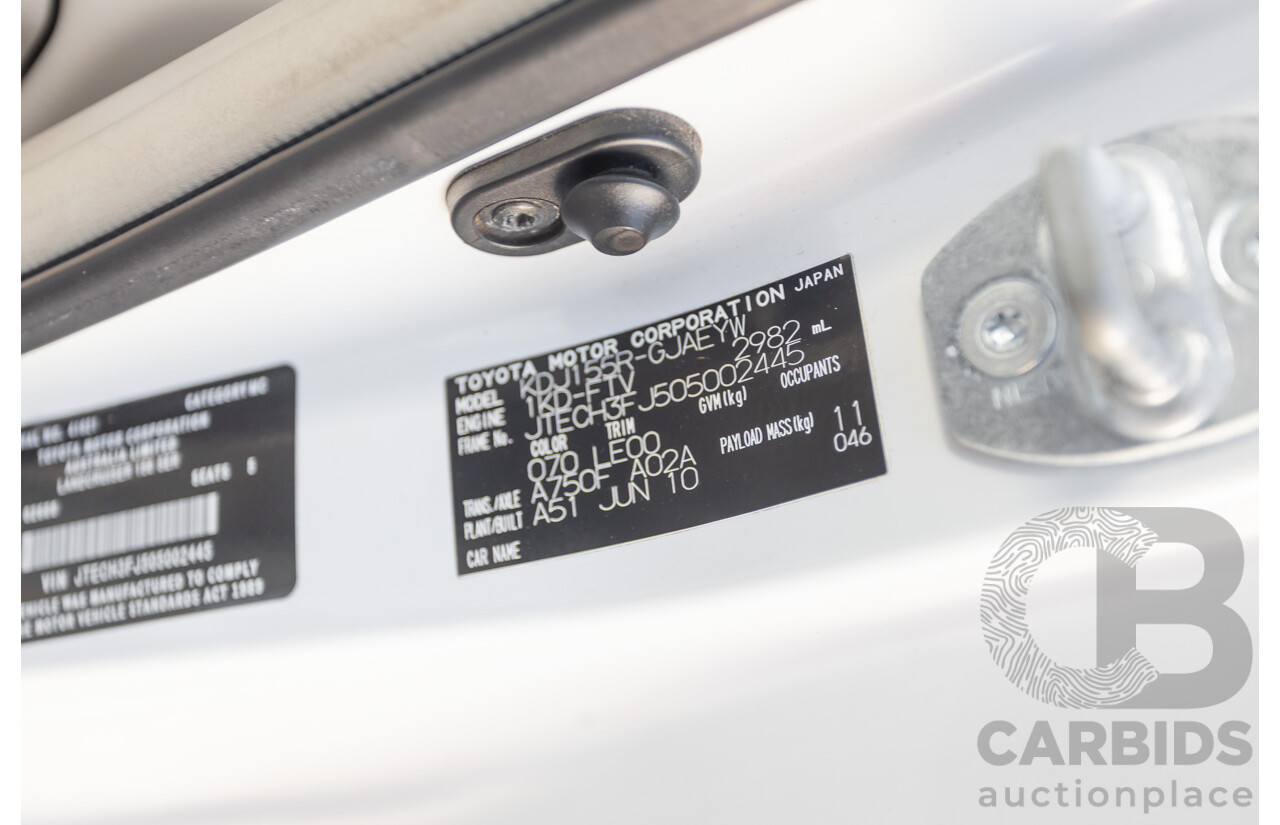 06/2010 Toyota Landcruiser Prado ZR (4x4) KDJ155R 2D Wagon Crystal Pearl Turbo Diesel 3.0L
