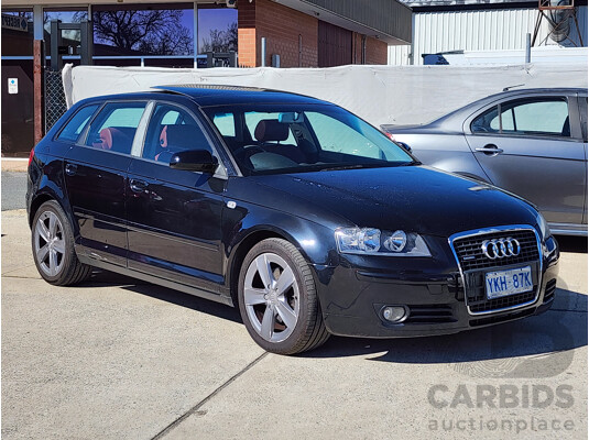 07/2007 Audi A3 Sportback 2.0 TFSI Quattro AMB 8P 5d Hatchback Black 2.0L