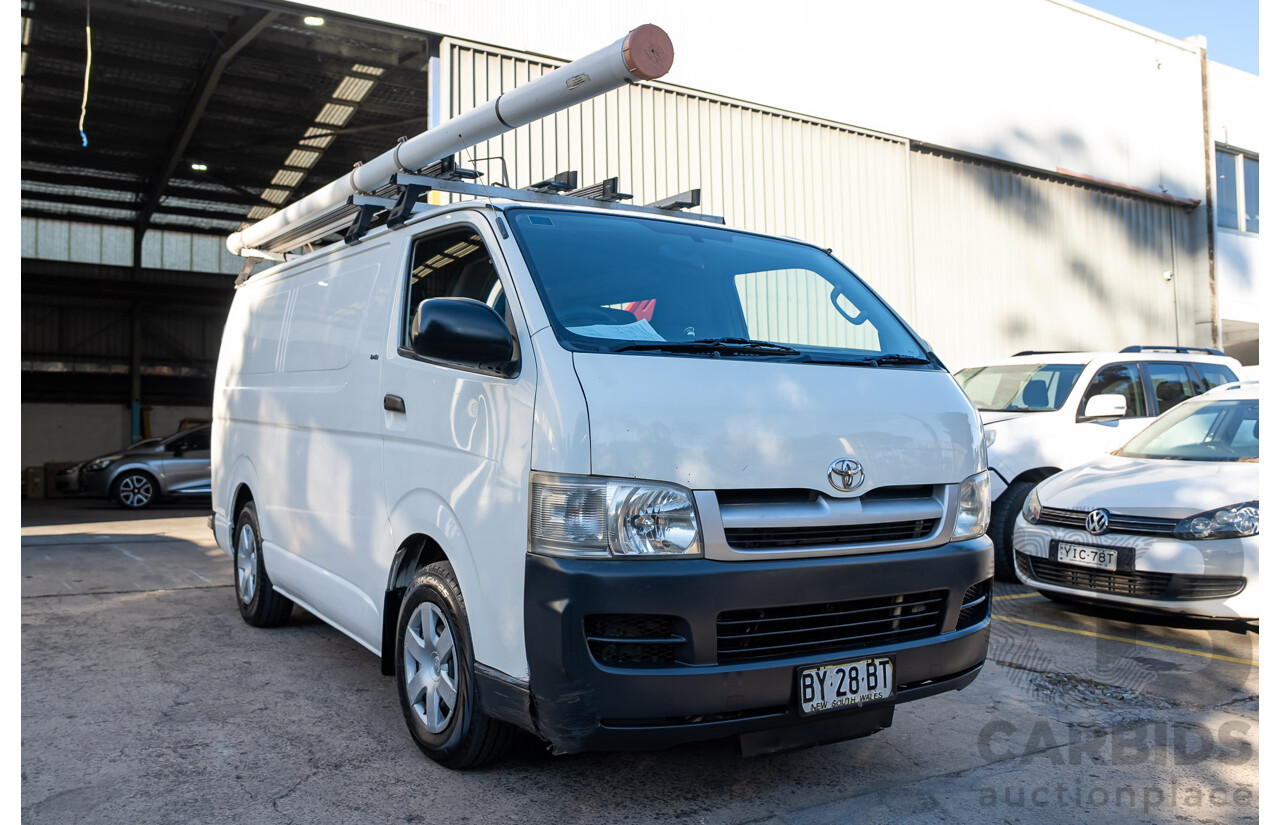 06/2008 Toyota Hiace LWB (RWD) KDH201R MY07 Upgrade 4d Van White Turbo Diesel 3.0L
