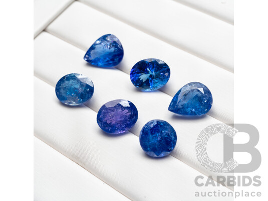19.25cts of Oval, Pear & Round Cut Natural Tanzanites - Lot of 6
