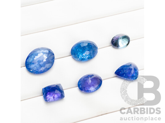 18.65 Cts of Oval, Pear & Cushion Cut Natural Tanzanites - Lot of 6