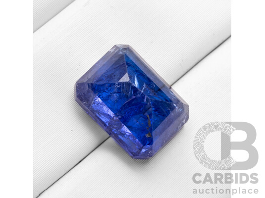 6.48ct Emerald Cut Violet/Blue Natural Tanzanite with Valuation