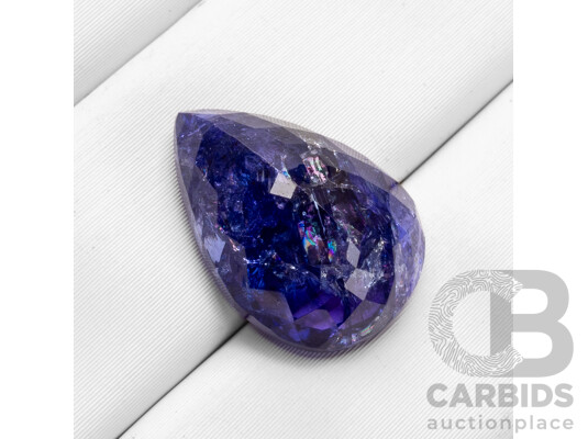 7.48ct Pear Cut Medium Dark Blue Natural Tanzanite with Valuation