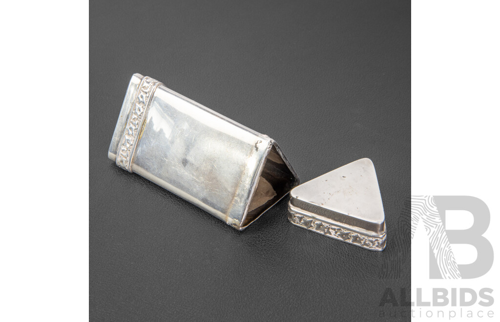 Antique Silver Triangular Toothpick Dispenser