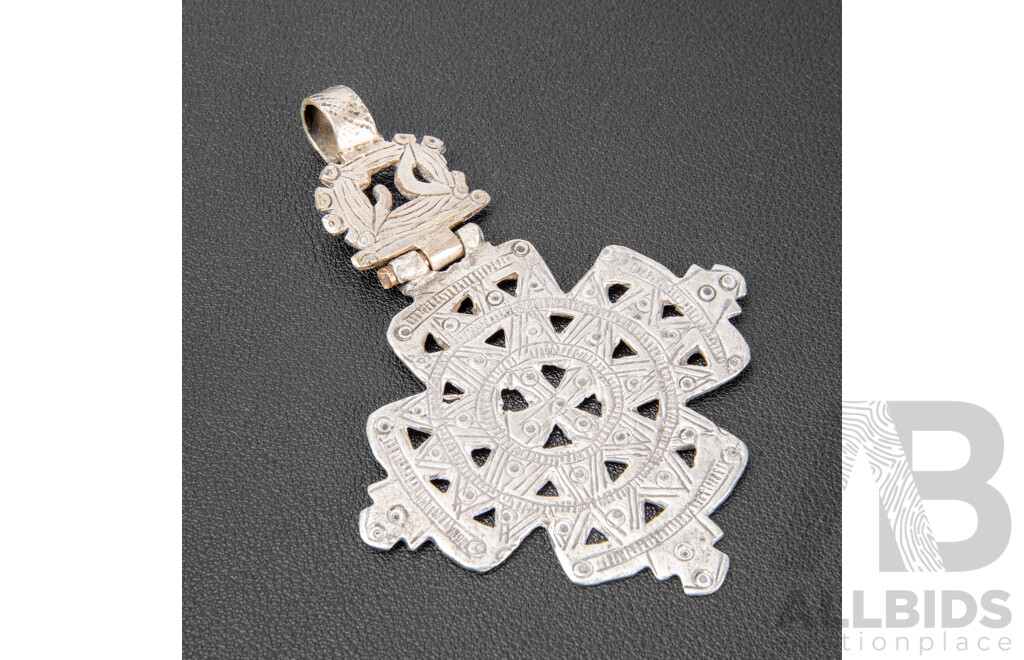 Antique Ethiopian Silver Coptic Orthodox Pectoral Cross Pendant