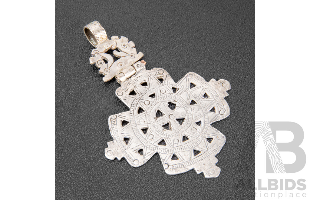 Antique Ethiopian Silver Coptic Orthodox Pectoral Cross Pendant