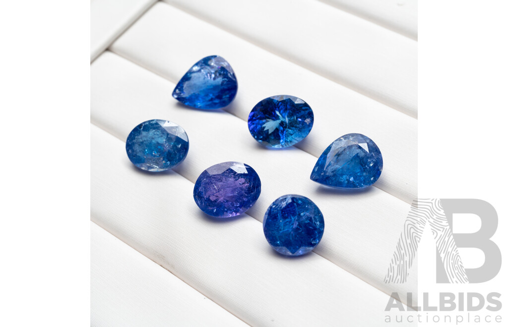 19.25cts of Oval, Pear & Round Cut Natural Tanzanites - Lot of 6