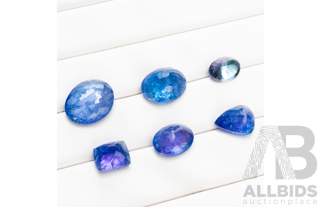 18.65 Cts of Oval, Pear & Cushion Cut Natural Tanzanites - Lot of 6