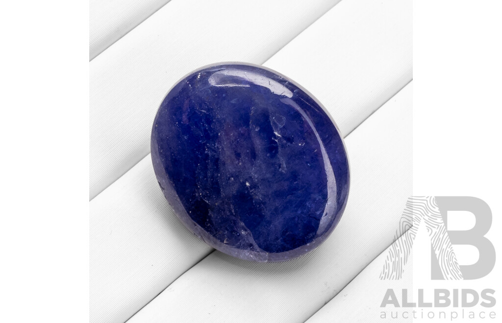 69.90ct Oval Cabochon Natural Tanzanite with Valuation
