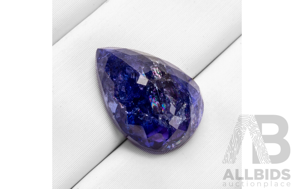 7.48ct Pear Cut Medium Dark Blue Natural Tanzanite with Valuation