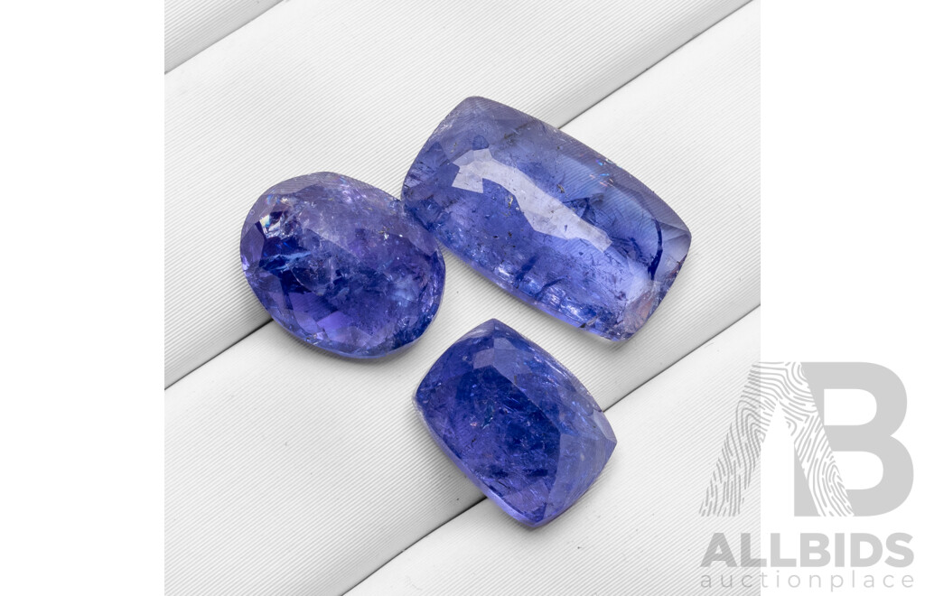 13.60cts of Natural Blue Tanzanites - Lot of 3