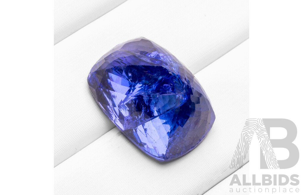 18.70ct Elongated Cushion Cut Natural Vivid Blue Tanzanite