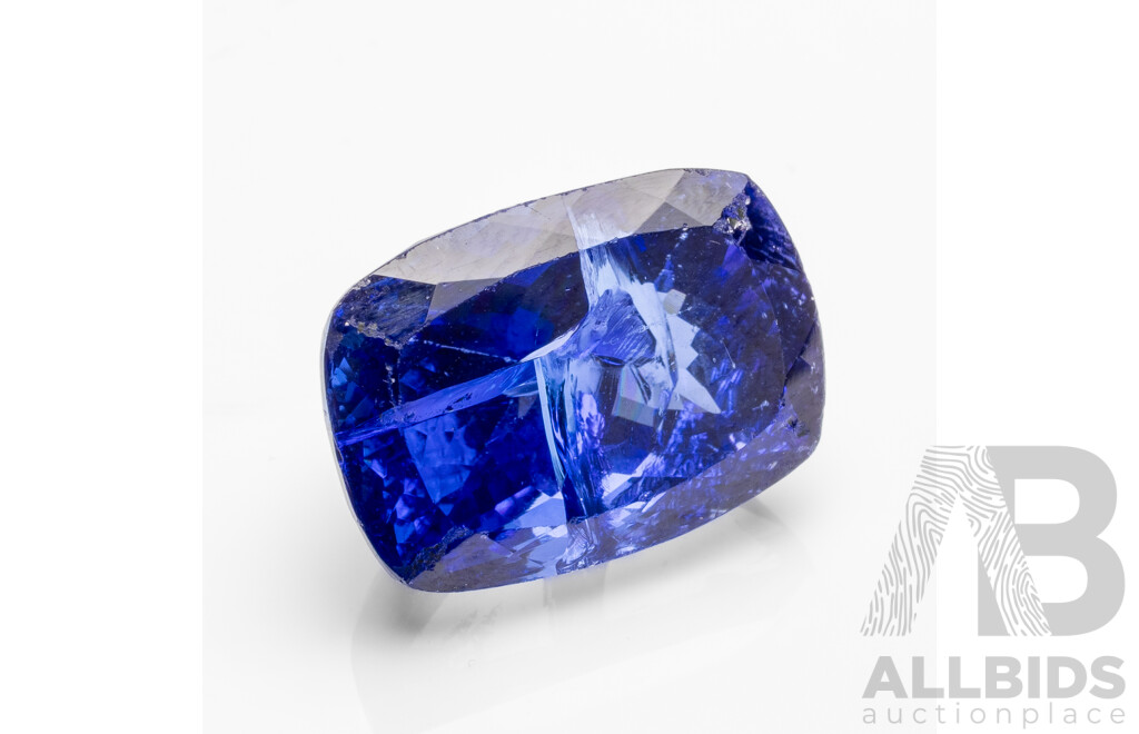 18.70ct Elongated Cushion Cut Natural Vivid Blue Tanzanite