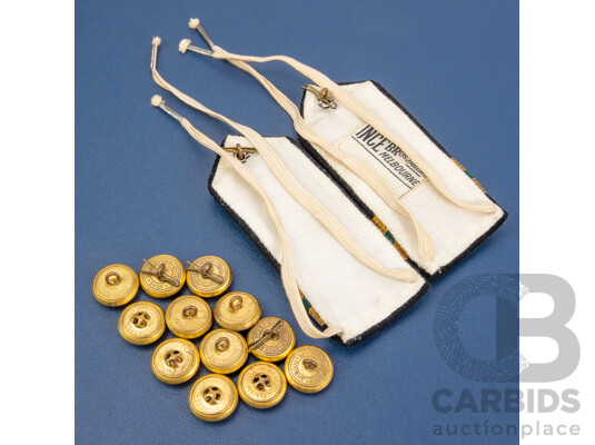 World War Two Australian Navy Shoulder Boards with Officers Uniform Buttons