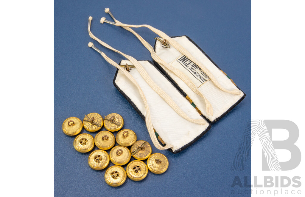 World War Two Australian Navy Shoulder Boards with Officers Uniform Buttons