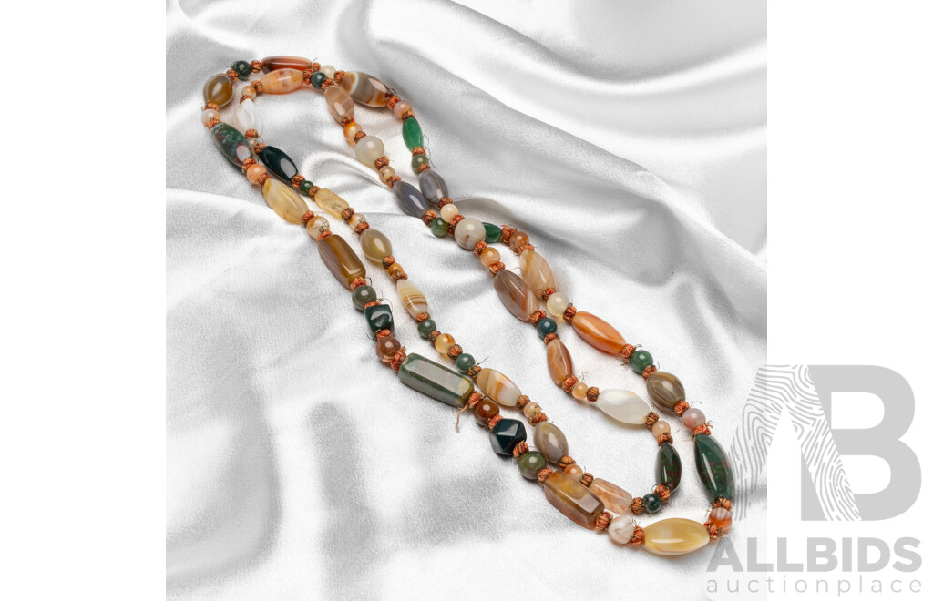 Long Strand Semi Precious Stone Necklace. Length - 130cms