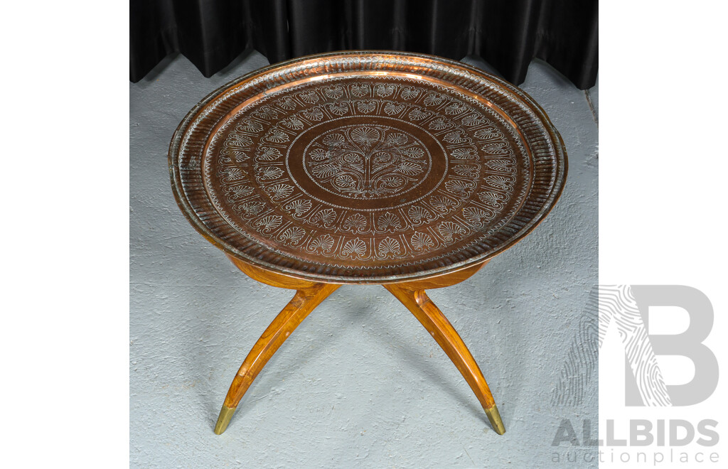 Indian Copper Tray Table