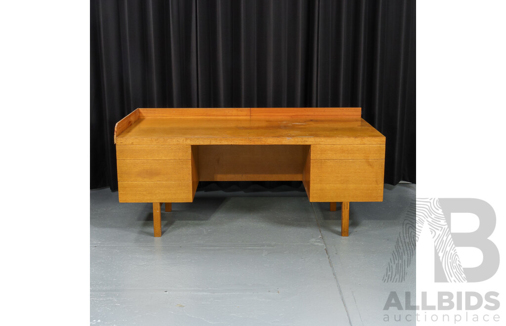 Large Silky Oak Executive Desk