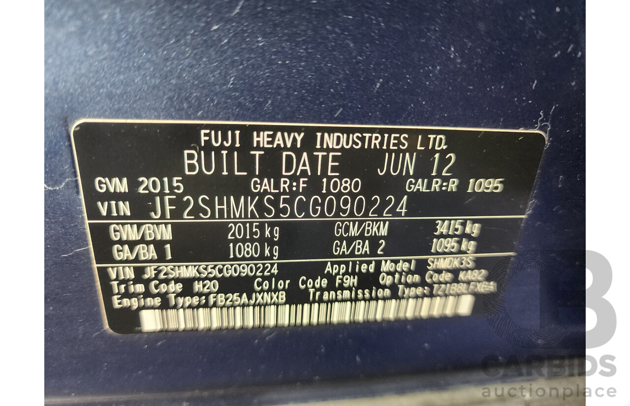 07/2012 Subaru Forester X MY12 4d Wagon Blue 2.5L