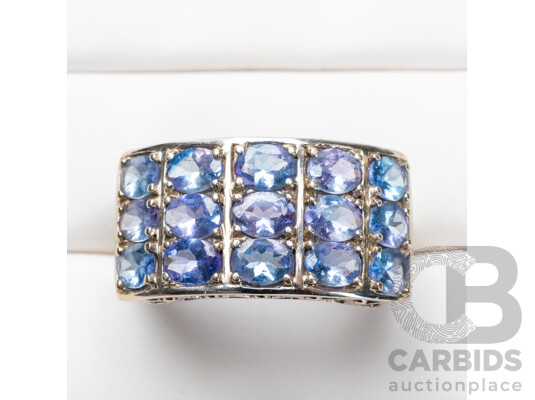 14ct White Gold Tanzanite Cluster Dress Ring with Valuation - Size O